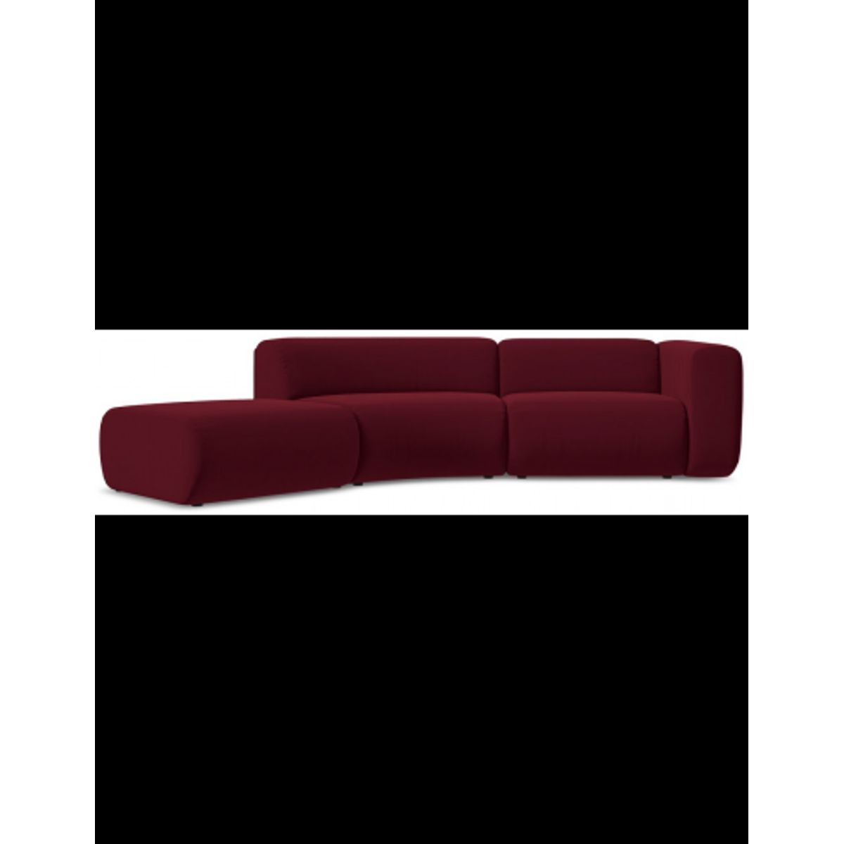 Ekahi buet venstrevendt chaiselong modulsofa i velour 335 x 166 cm - Bordeaux