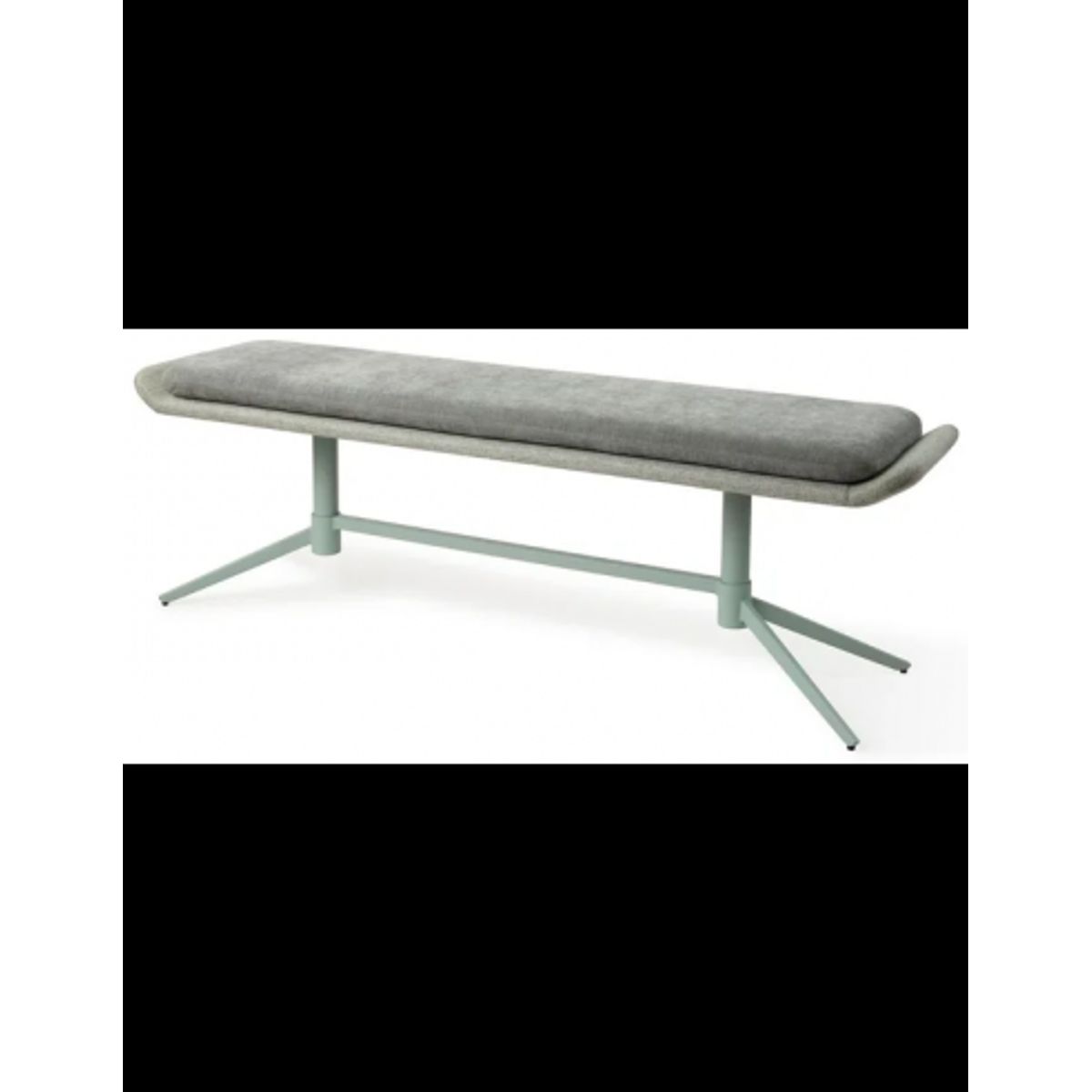 Oketo Bænk B162 cm i metal og polyester - Mat pastelgrøn/2-tonet grøn