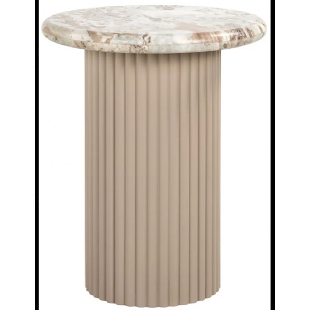 Coronel sidebord i MDF og marmor Ø50 cm - Beige/Beige marmor