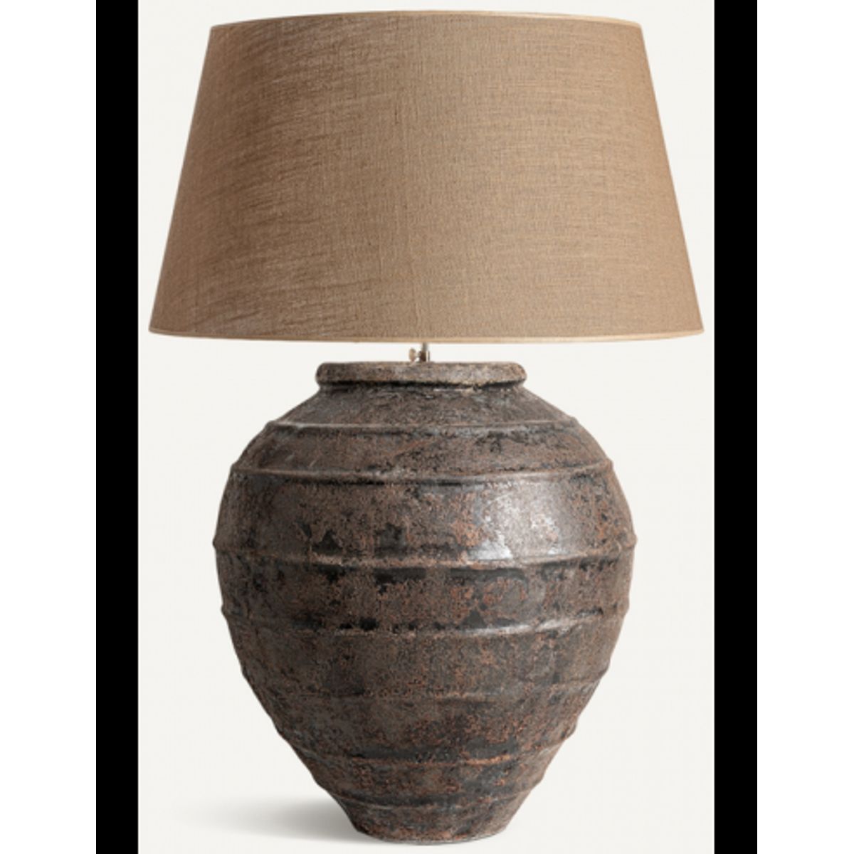 Bordlampe i keramik og jute H105 cm 1 x E27 - Rustik brun/Natur