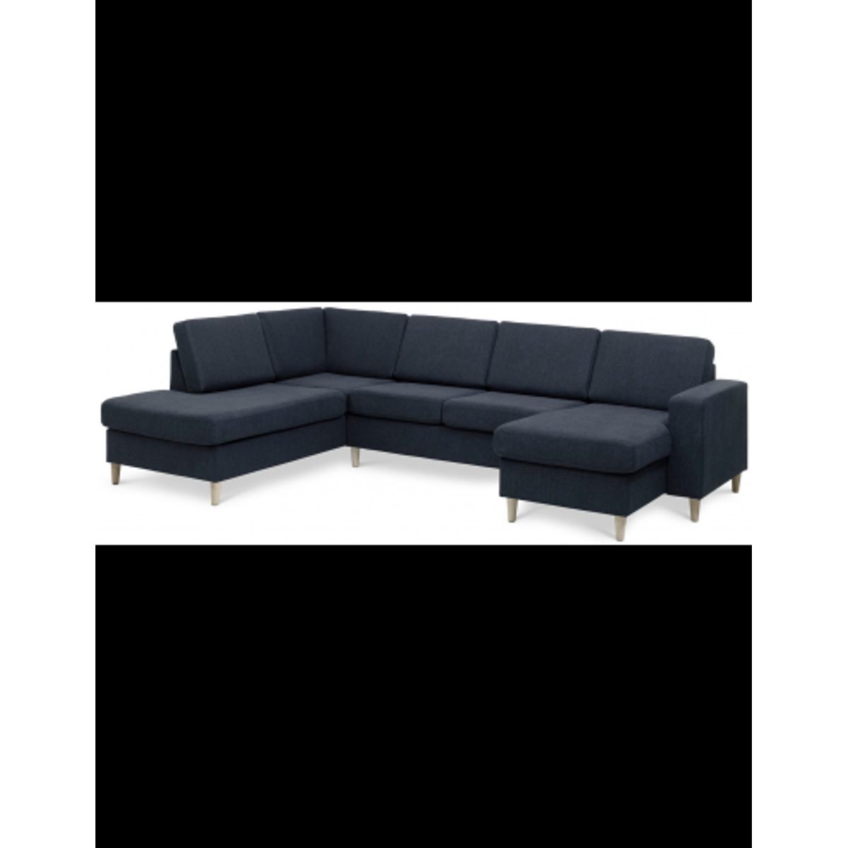 Panset U-sofa i polyester B295 x D197 cm - Natur/Blå