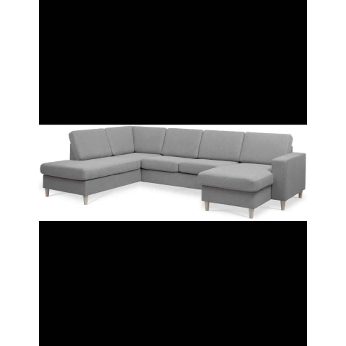 Panset U-sofa i polyester B295 x D197 cm - Natur/Grå