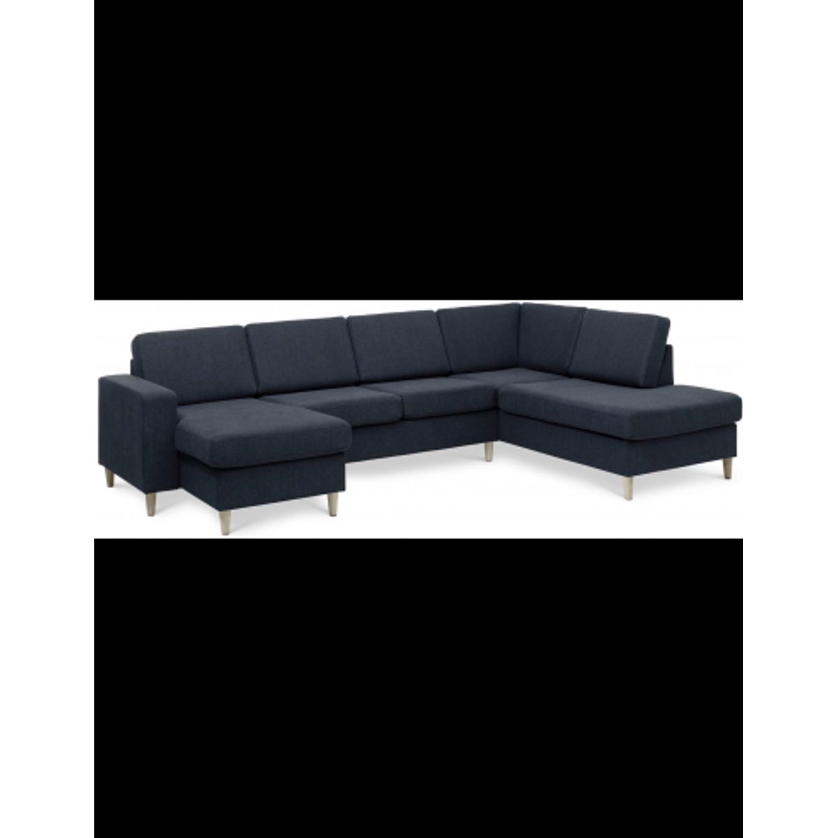 Panset U-sofa i polyester B295 x D197 cm - Natur/Blå