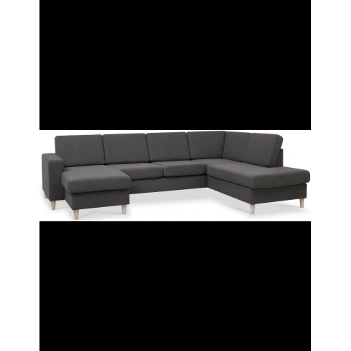 Panset U-sofa i polyester B295 x D197 cm - Natur/Antracit