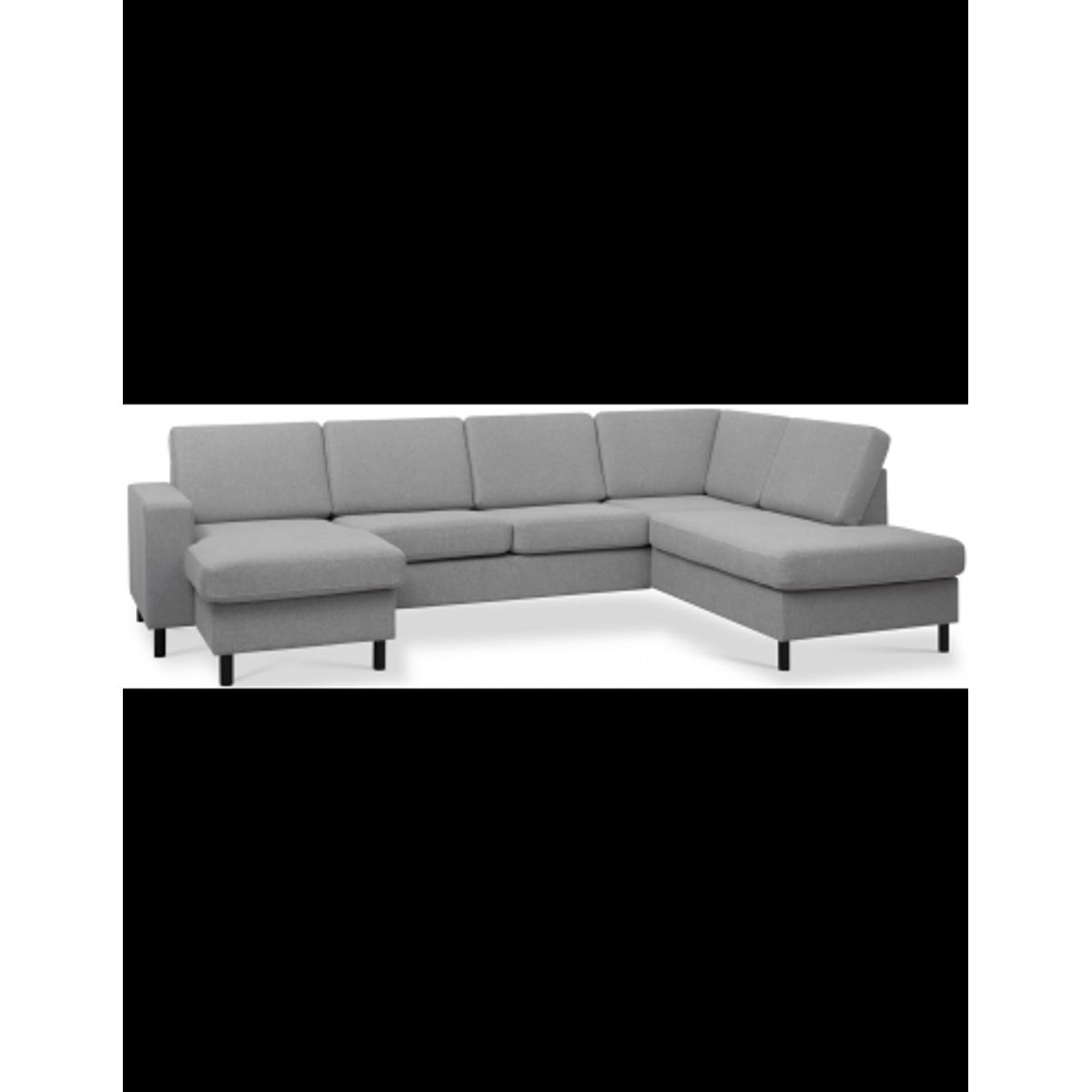 Panset U-sofa i polyester B295 x D197 cm - Sort/Grå