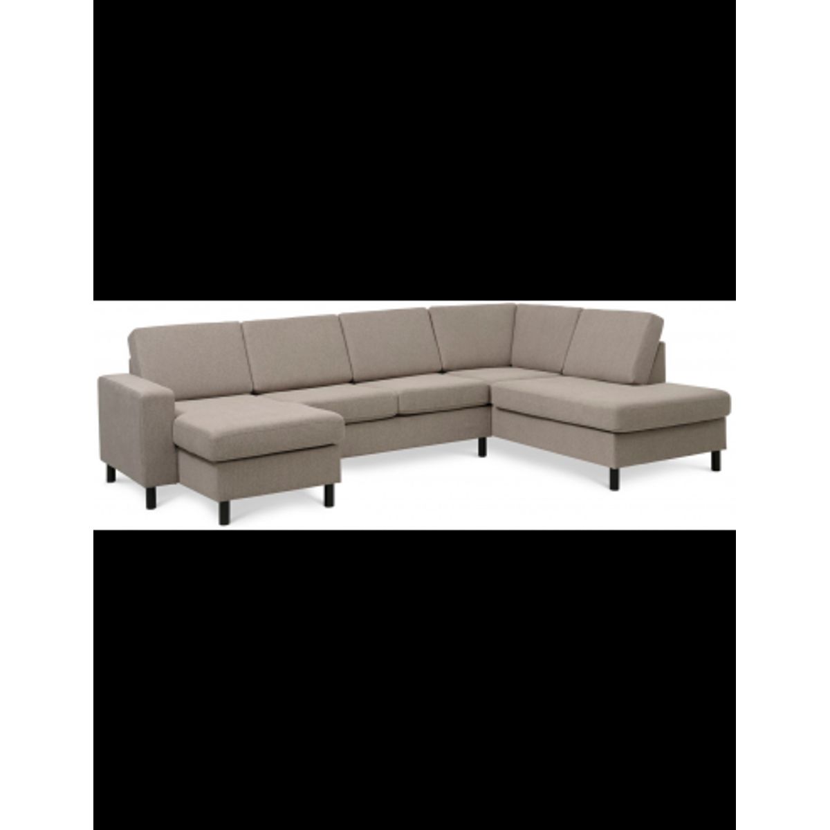 Panset U-sofa i polyester B295 x D197 cm - Sort/Lysebrun