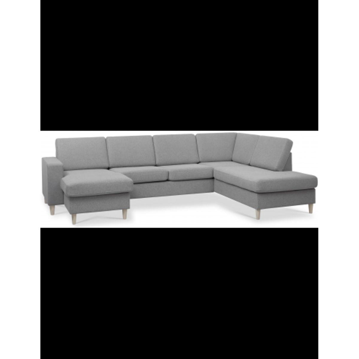 Panset U-sofa i polyester B295 x D197 cm - Natur/Grå