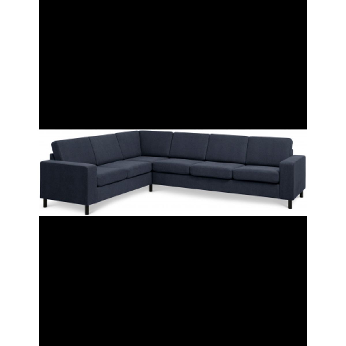 Panset hjørnesofa i polyester B295 x D230 cm - Sort/Blå