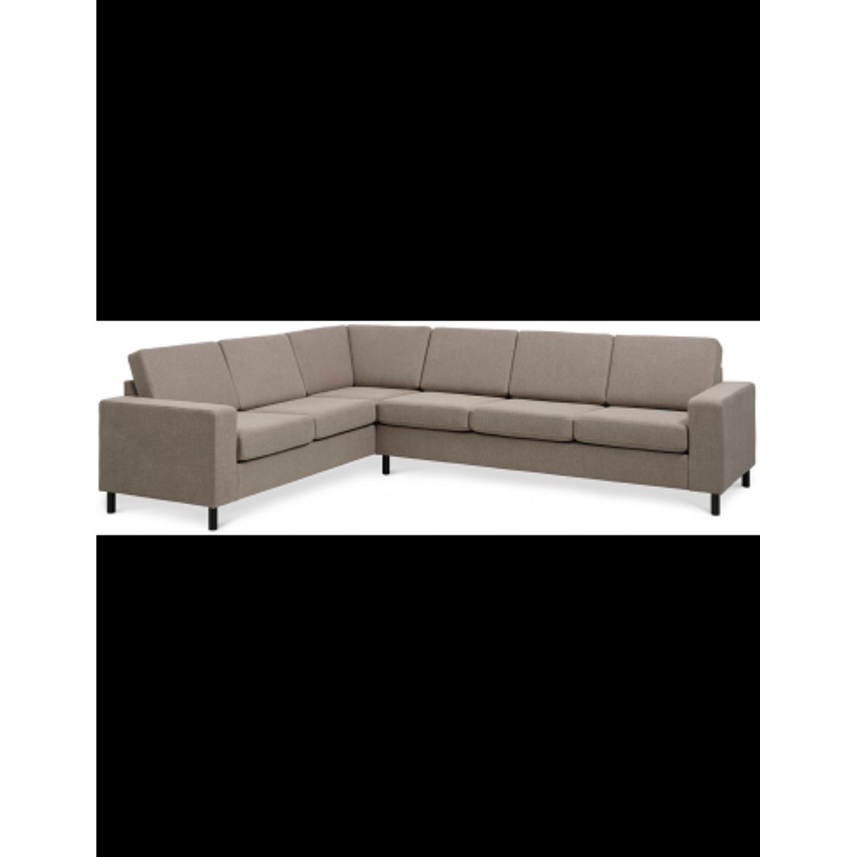 Panset hjørnesofa i polyester B295 x D230 cm - Sort/Lysebrun