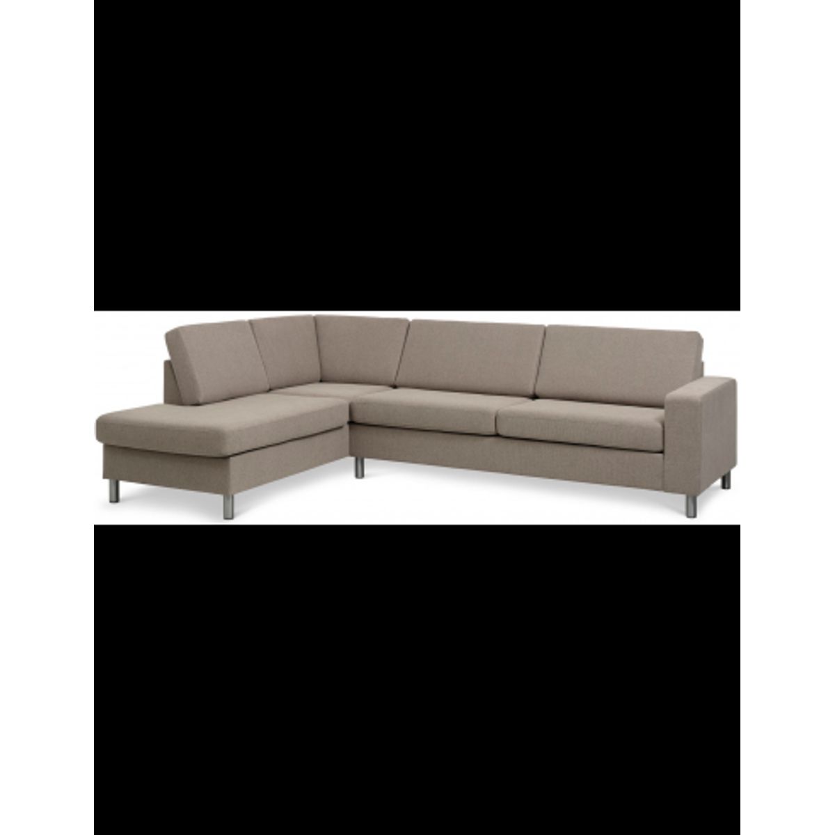 Panset venstrevendt chaiselongsofa i polyester B279 x D197 cm - Børstet alugrå/Lysebrun