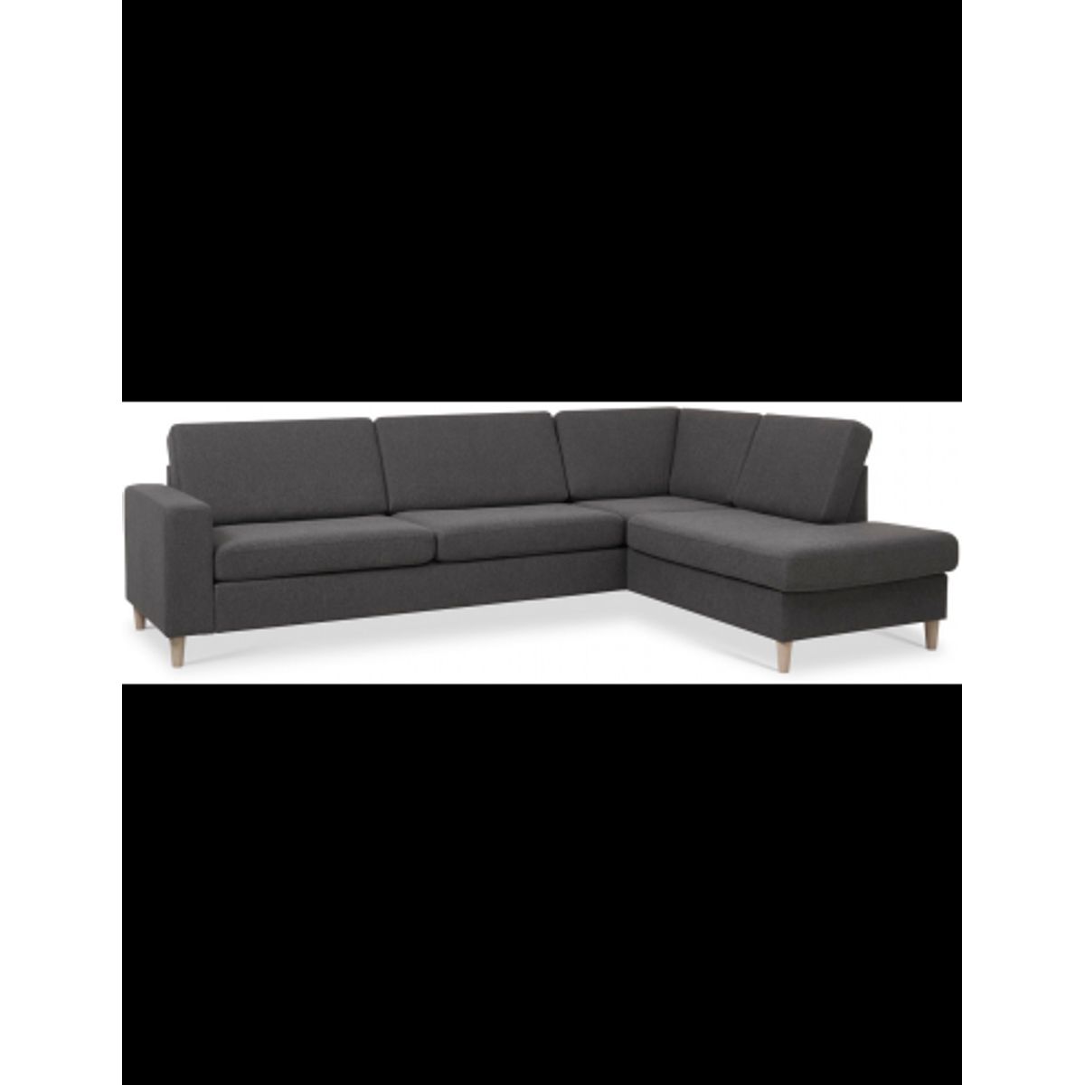 Panset højrevendt chaiselongsofa i polyester B279 x D197 cm - Natur/Antracit