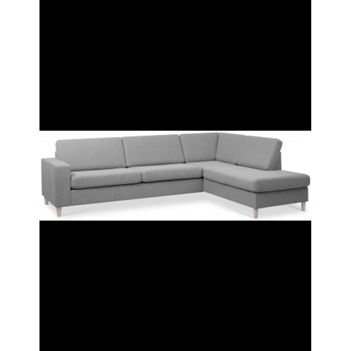 Panset højrevendt chaiselongsofa i polyester B279 x D197 cm - Natur/Grå