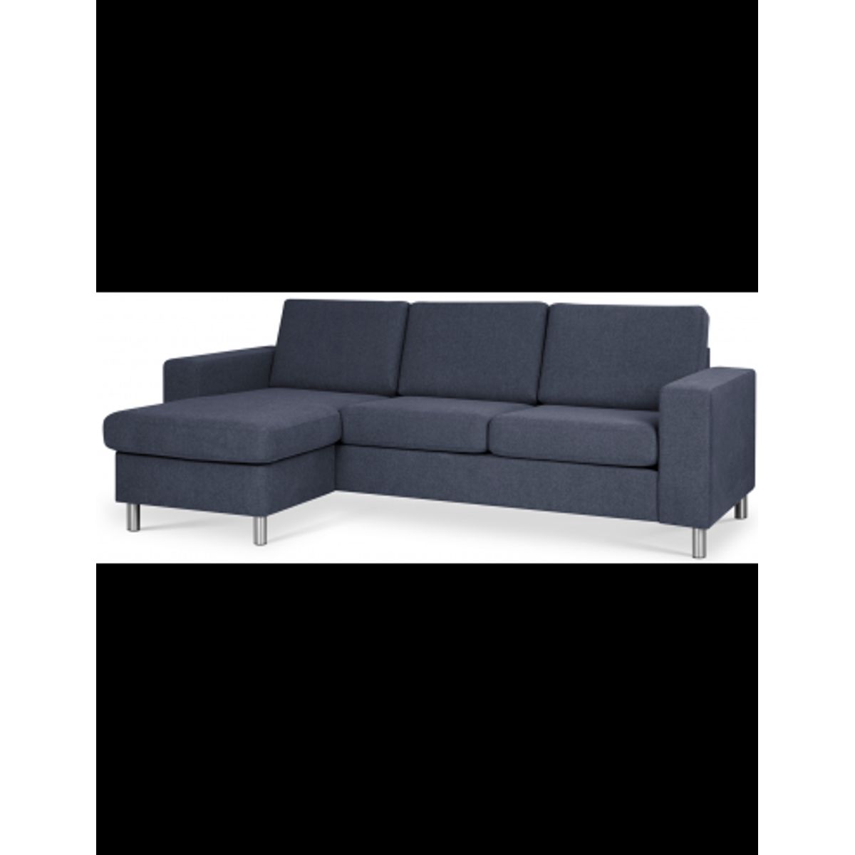 Panset chaiselongsofa i polyester B233 x D137 cm - Børstet alugrå/Blå