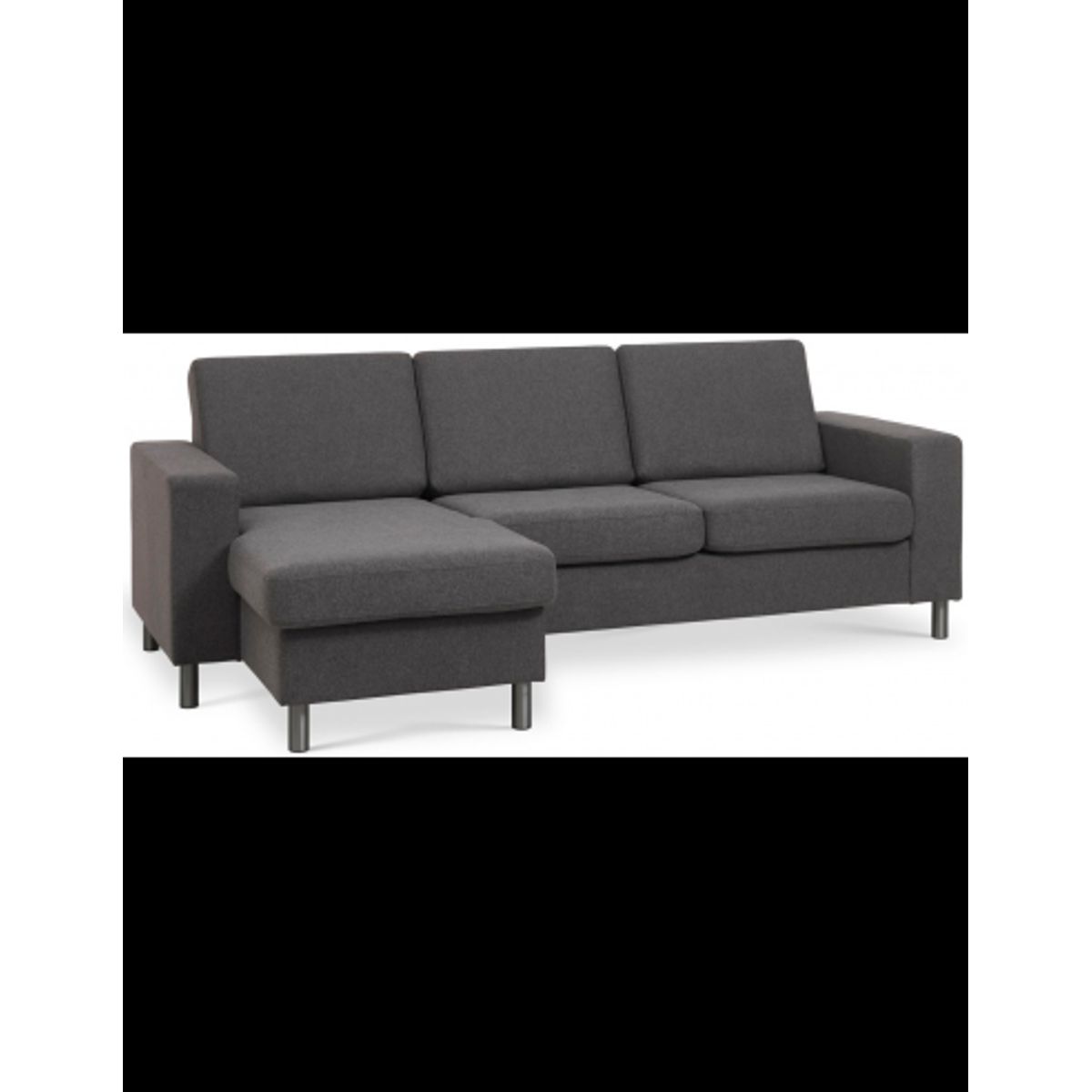 Panset chaiselongsofa i polyester B233 x D137 cm - Børstet alugrå/Antracit