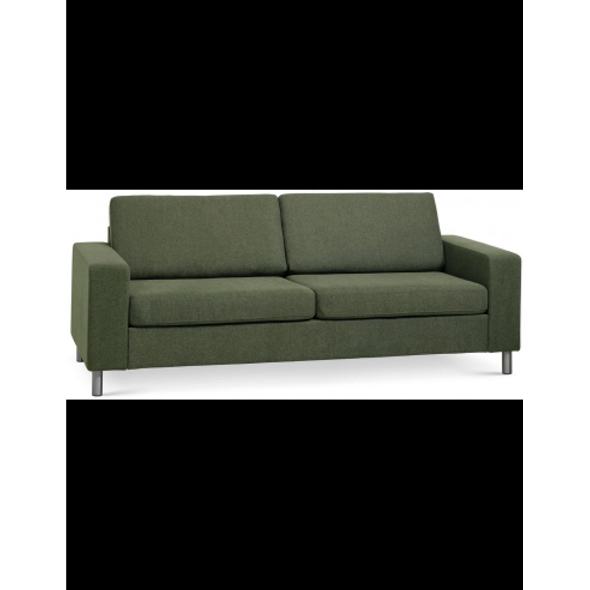 Panset 2-personers sofa i polyester B218 x D81 cm - Børstet alugrå/Mosgrøn