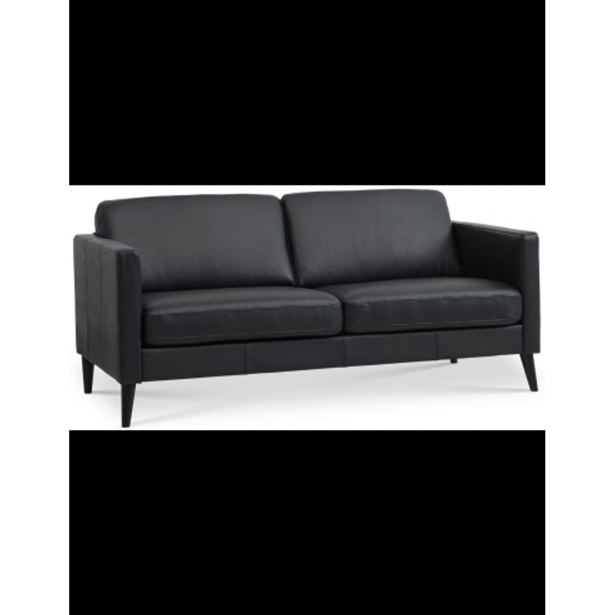 Askset 2-personers sofa i semi-anilin læder B180 x D86 cm - Sort/Sort