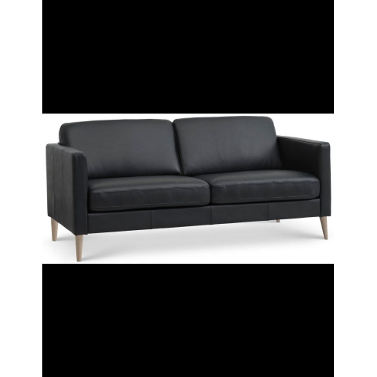 Askset 2-personers sofa i semi-anilin læder B180 x D86 cm - Natur/Sort