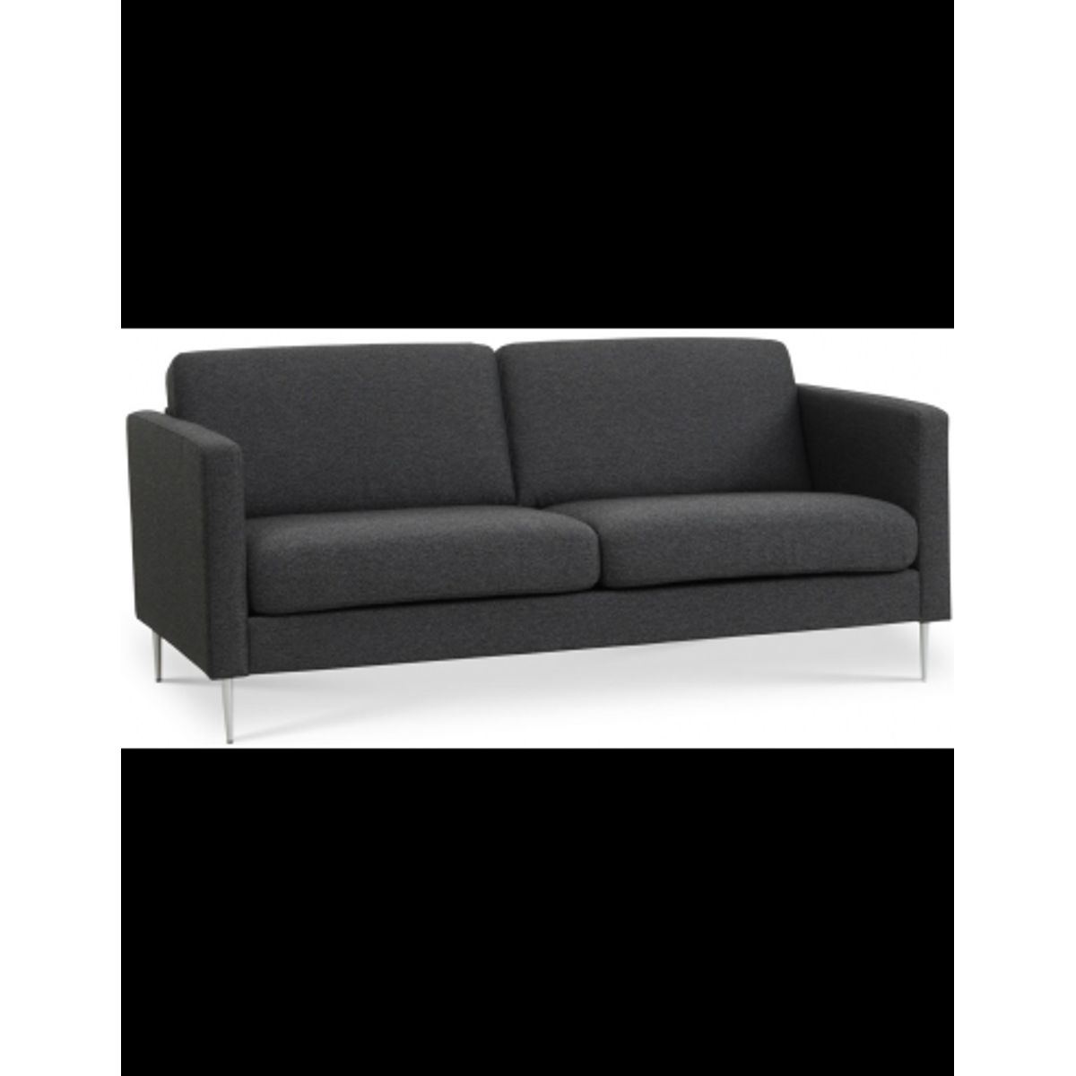 Askset 2-personers sofa i polyester B180 x D86 cm - Børstet alugrå/Antracit