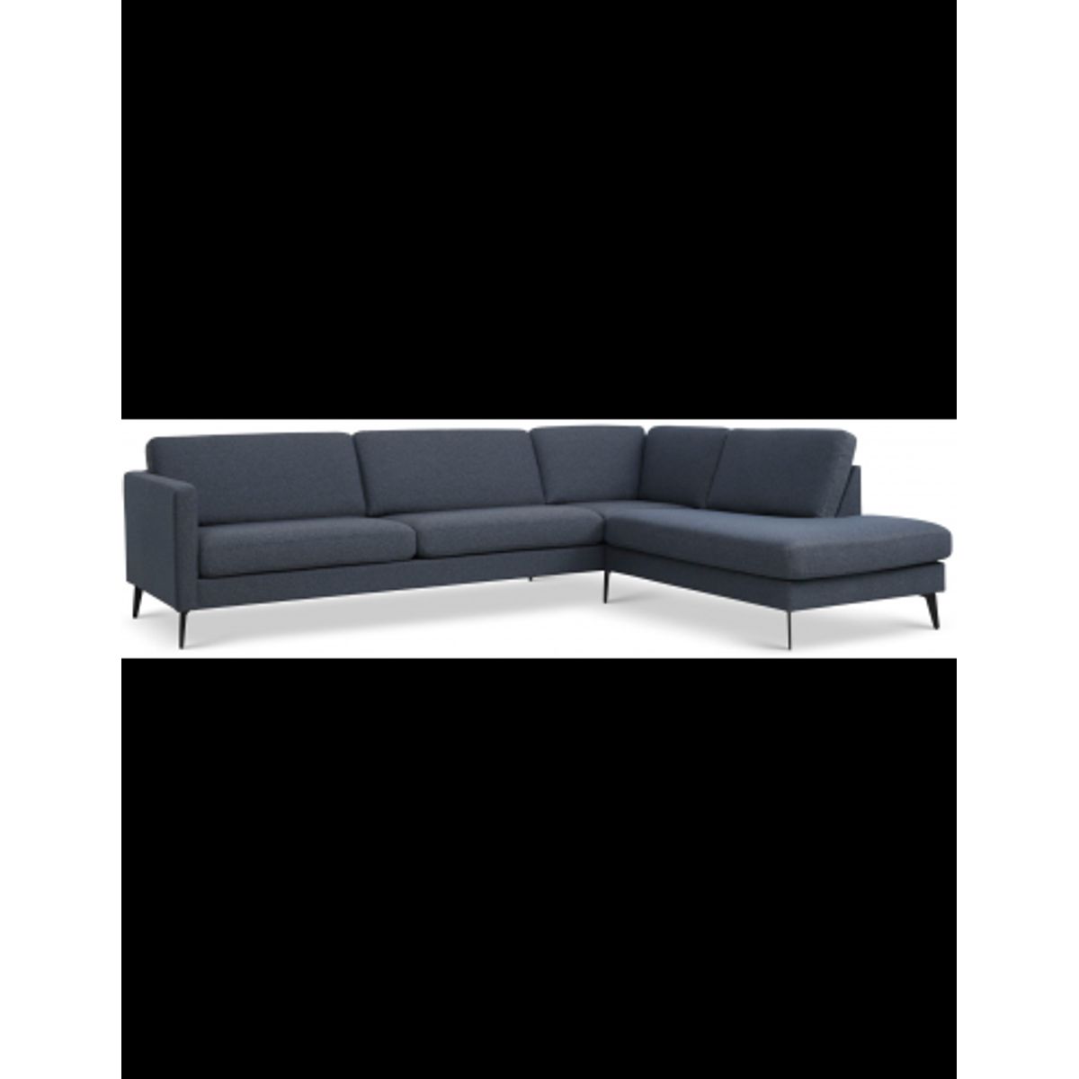 Askset højrevendt chaiselongsofa i polyester B291 x D219 cm - Sort/Navy