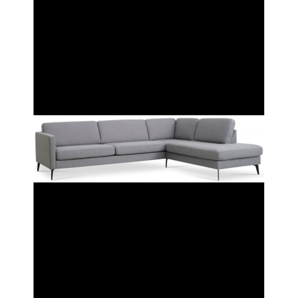 Askset højrevendt chaiselongsofa i polyester B291 x D219 cm - Sort/Lysegrå