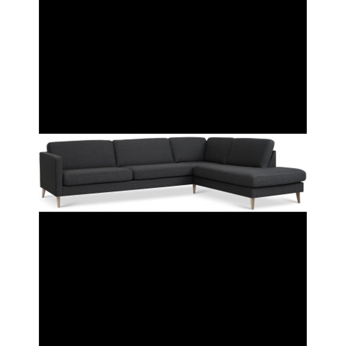 Askset højrevendt chaiselongsofa i polyester B291 x D219 cm - Natur/Antracit