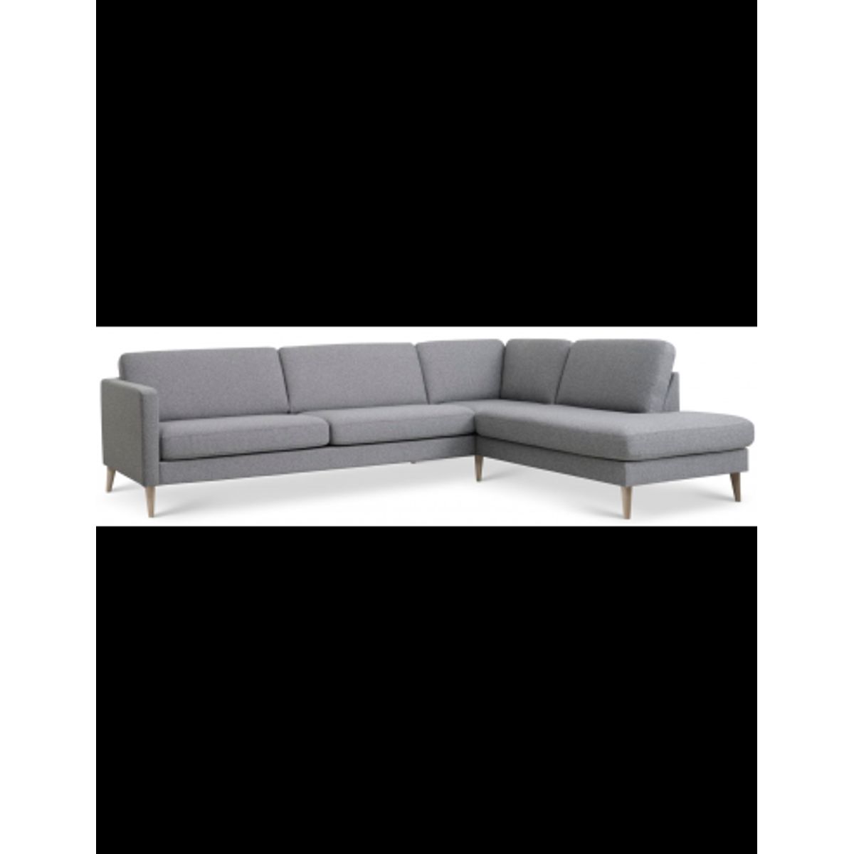 Askset højrevendt chaiselongsofa i polyester B291 x D219 cm - Natur/Lysegrå