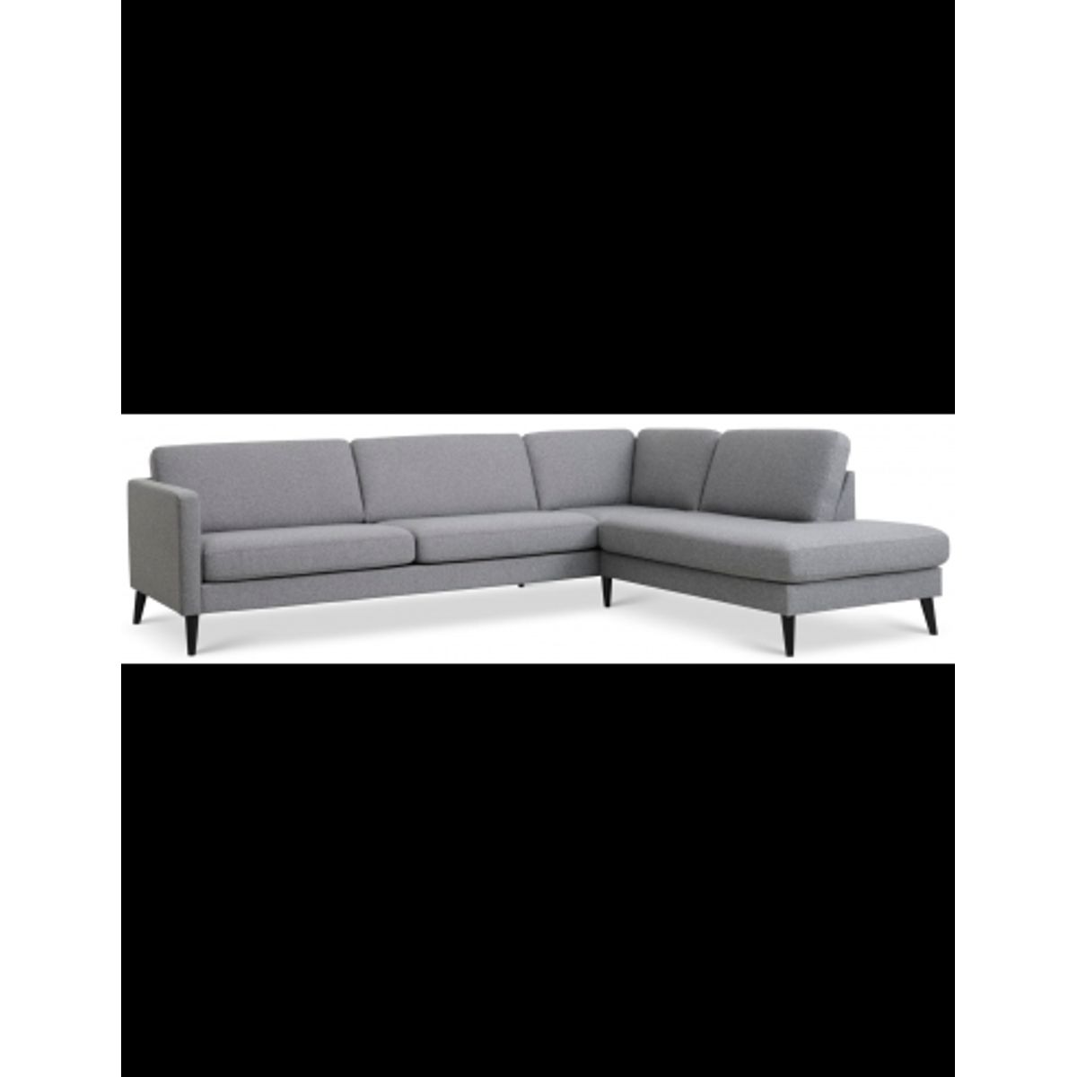 Askset højrevendt chaiselongsofa i polyester B291 x D219 cm - Sort/Lysegrå