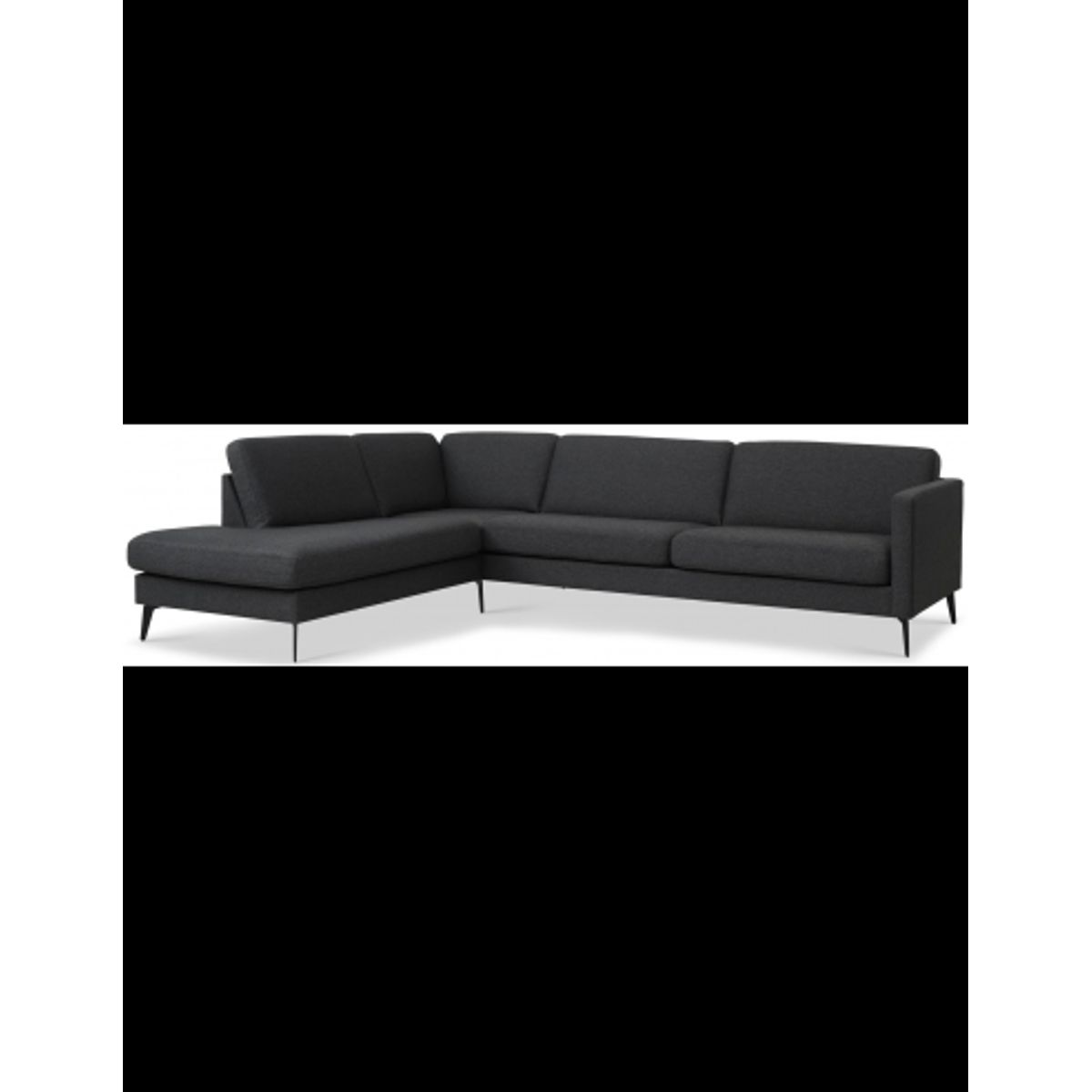 Askset venstrevendt chaiselongsofa i polyester B291 x D219 cm - Sort/Antracit