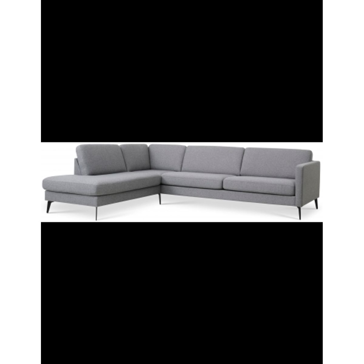 Askset venstrevendt chaiselongsofa i polyester B291 x D219 cm - Sort/Lysegrå