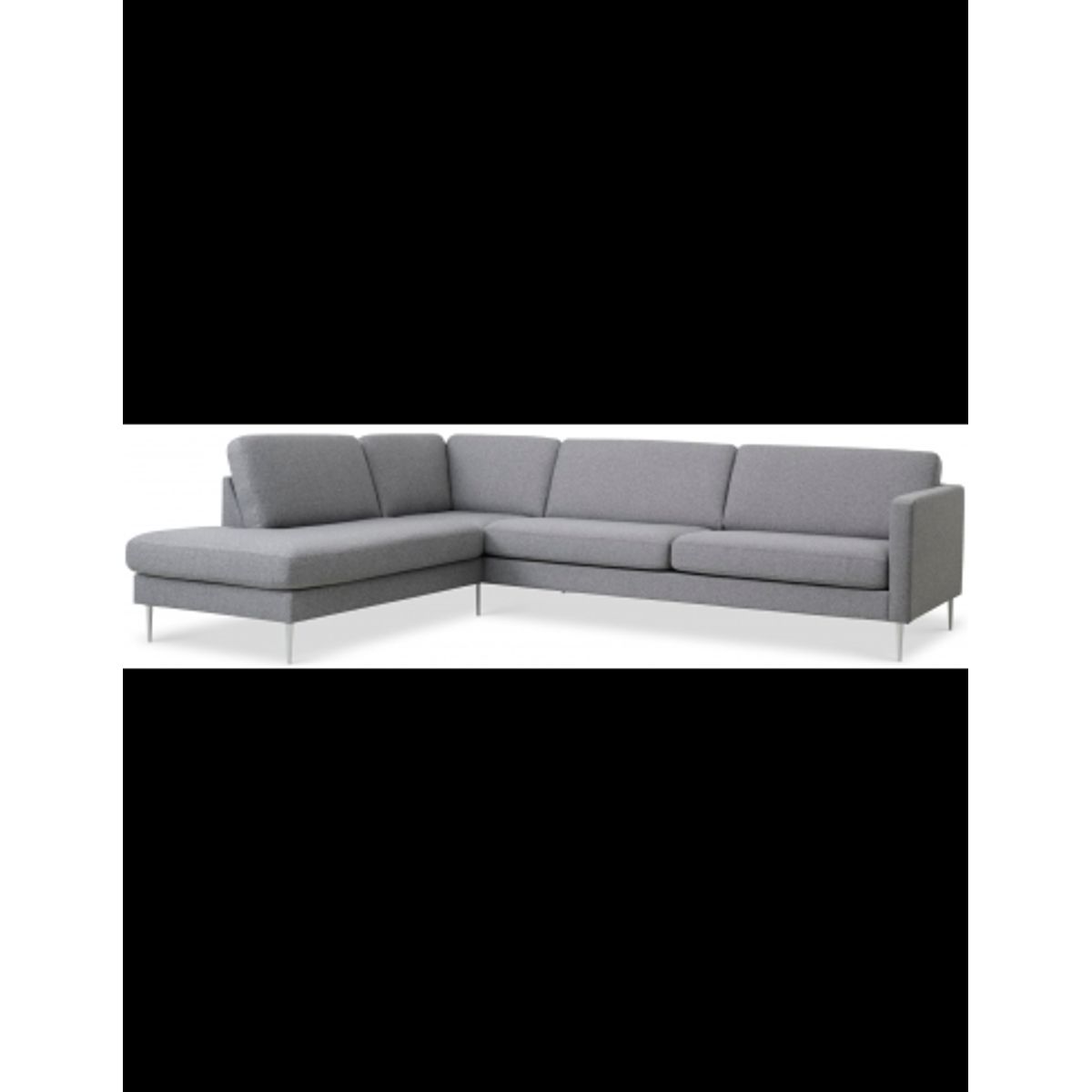 Askset venstrevendt chaiselongsofa i polyester B291 x D219 cm - Børstet alugrå/Lysegrå