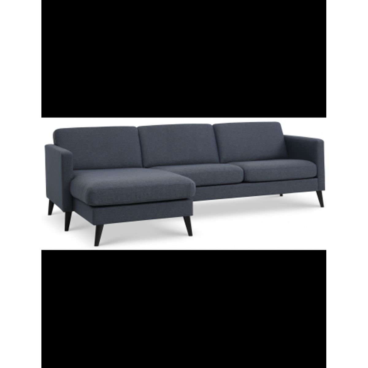 Askset chaiselongsofa i polyester B260 x D145 cm - Sort/Navy