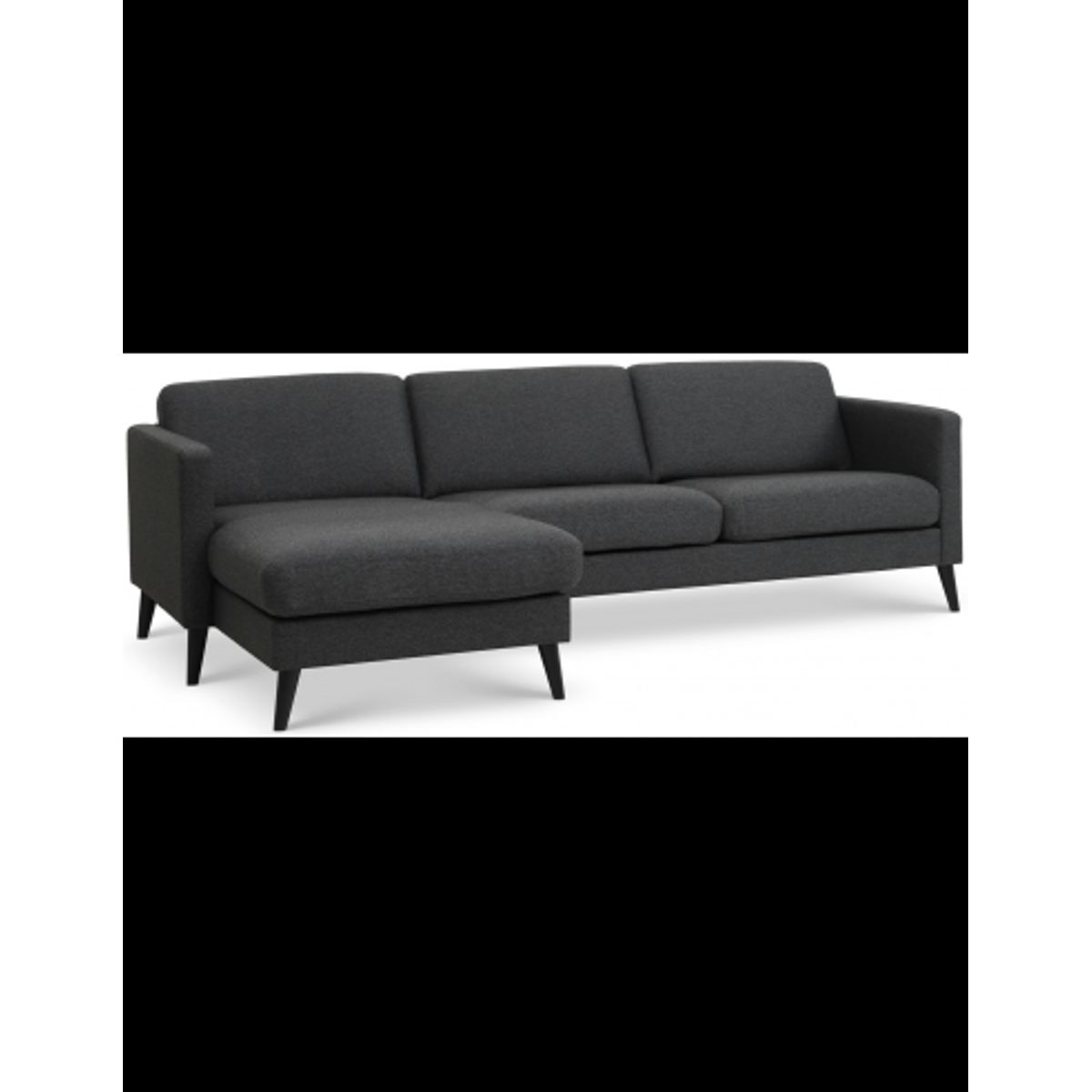 Askset chaiselongsofa i polyester B260 x D145 cm - Sort/Antracit