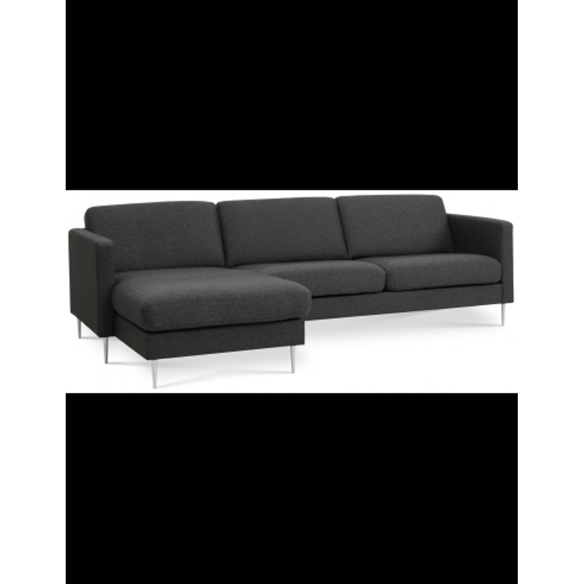 Askset chaiselongsofa i polyester B260 x D145 cm - Børstet alugrå/Antracit