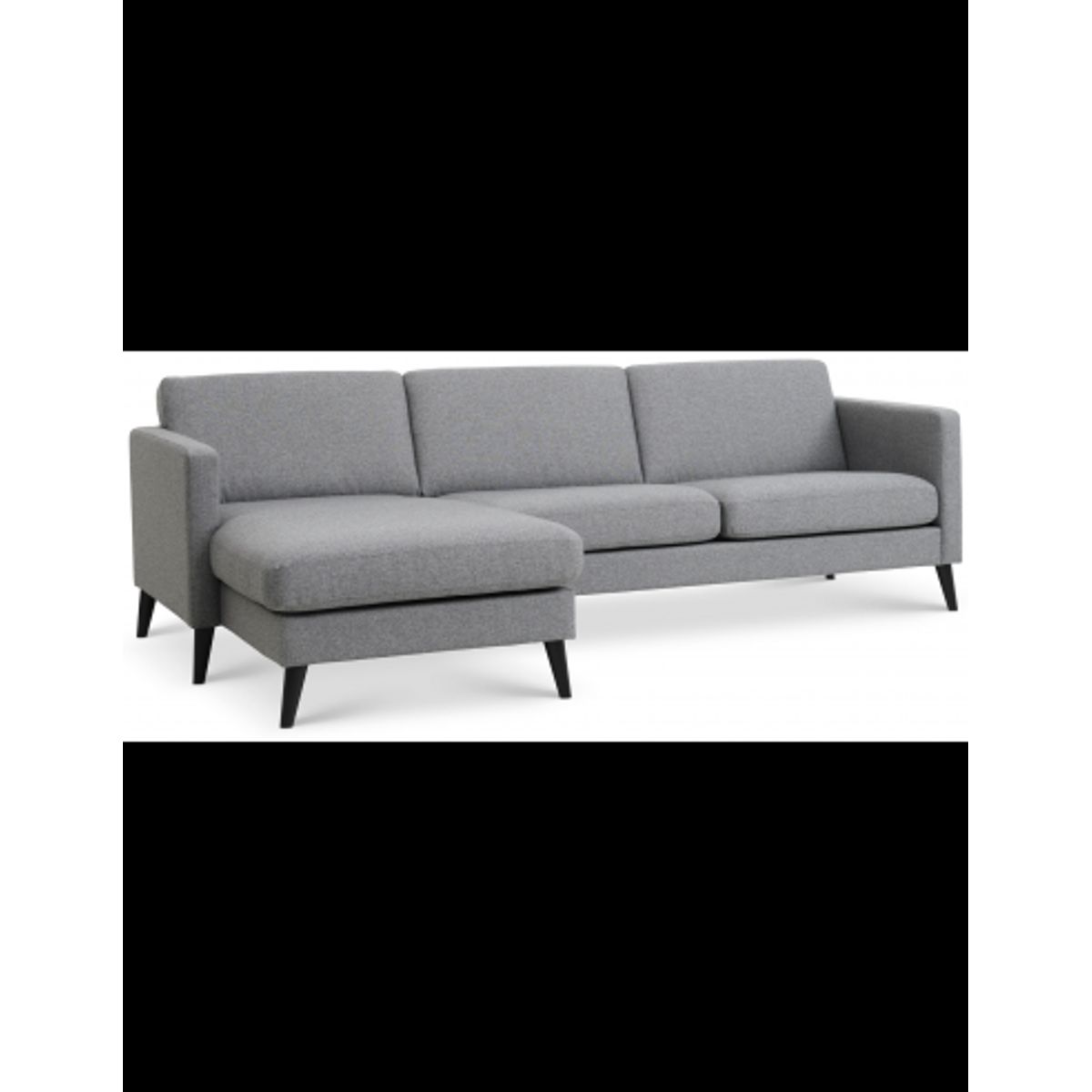 Askset chaiselongsofa i polyester B260 x D145 cm - Sort/Lysegrå