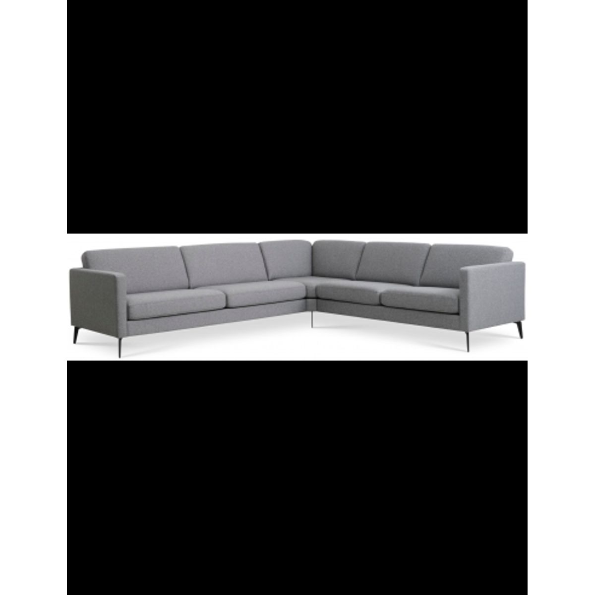 Askset hjørnesofa i polyester B300 x D264 cm - Sort/Lysegrå