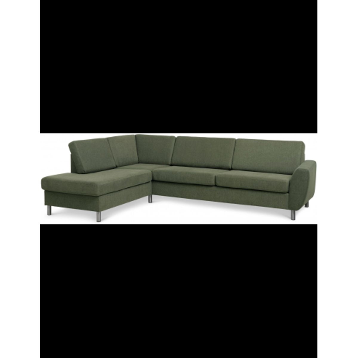 Wendy venstrevendt chaiselongsofa i polyester B279 x D197 cm - Børstet alugrå/Mosgrøn