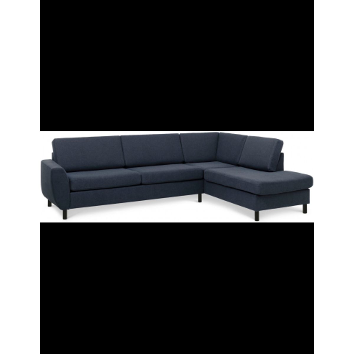 Wendy højrevendt chaiselongsofa i polyester B279 x D197 cm - Sort/Mørkeblå