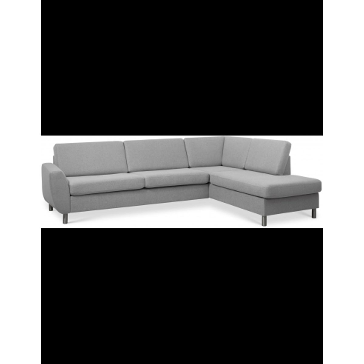 Wendy højrevendt chaiselongsofa i polyester B279 x D197 cm - Børstet alugrå/Grå