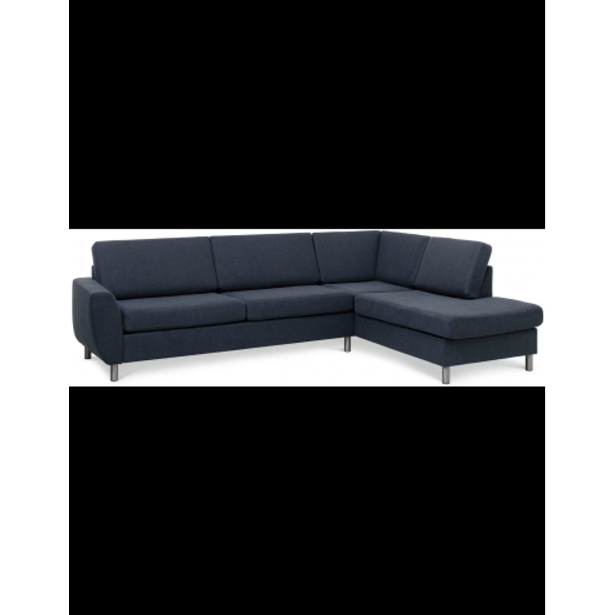 Wendy højrevendt chaiselongsofa i polyester B279 x D197 cm - Børstet alugrå/Mørkeblå