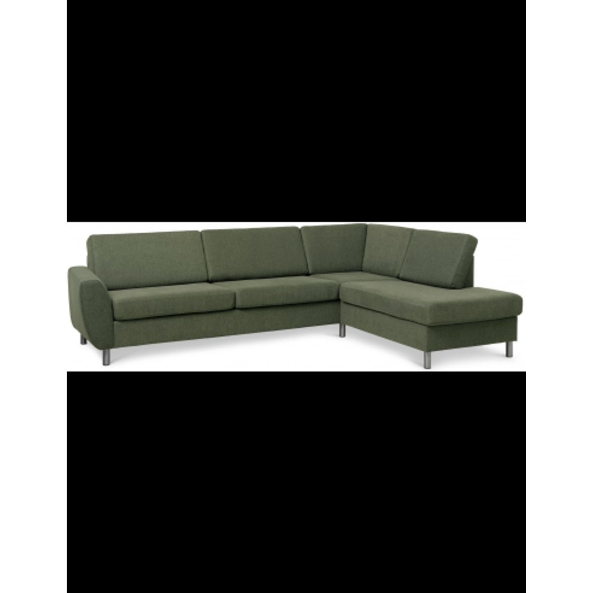 Wendy højrevendt chaiselongsofa i polyester B279 x D197 cm - Børstet alugrå/Mosgrøn