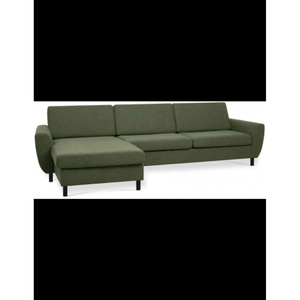 Wendy chaiselongsofa i polyester B308 x D149 cm - Sort/Mosgrøn