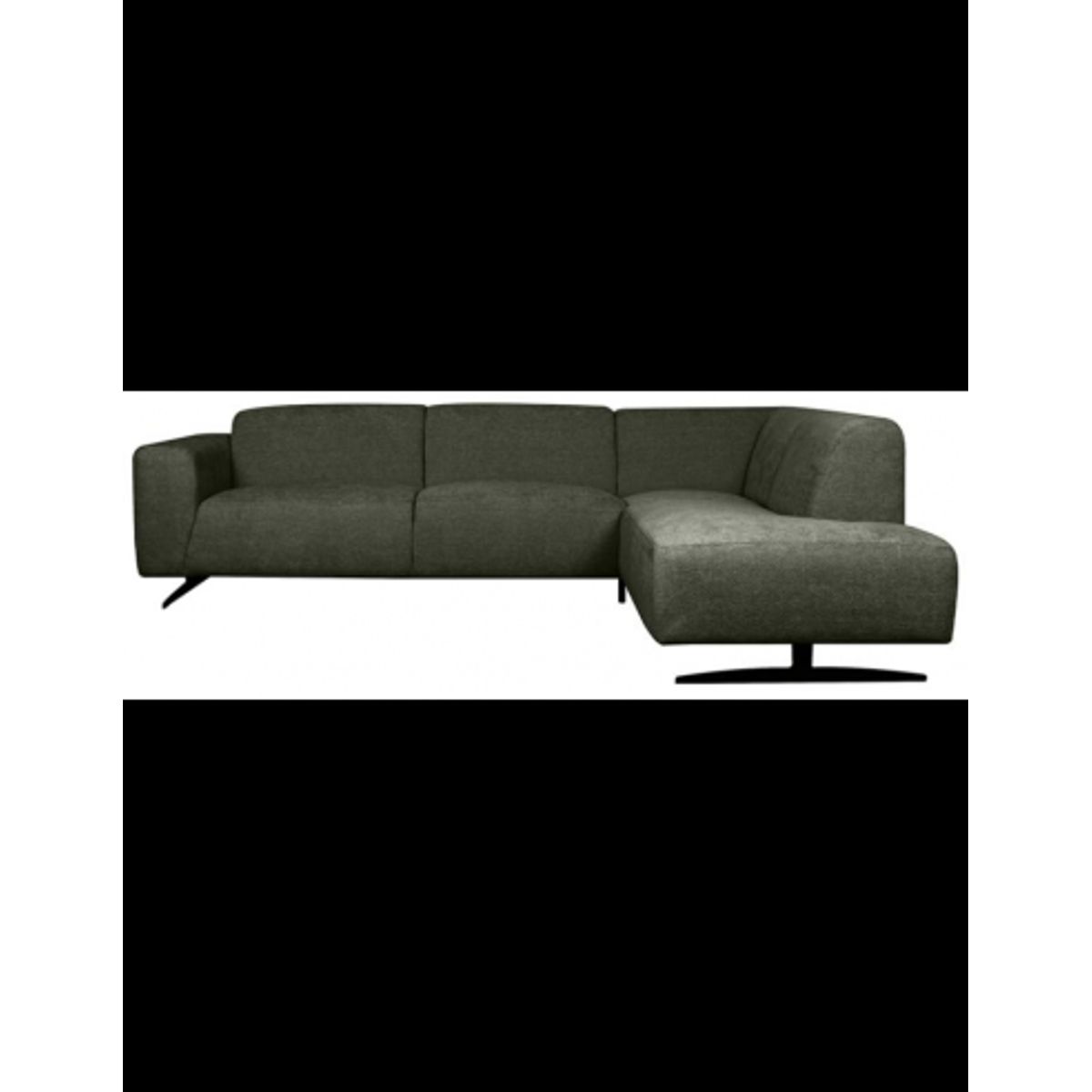 Rodano højrevendt chaiselongsofa i metal og polyester 278 x 210 cm - Sort/Mørkegrøn