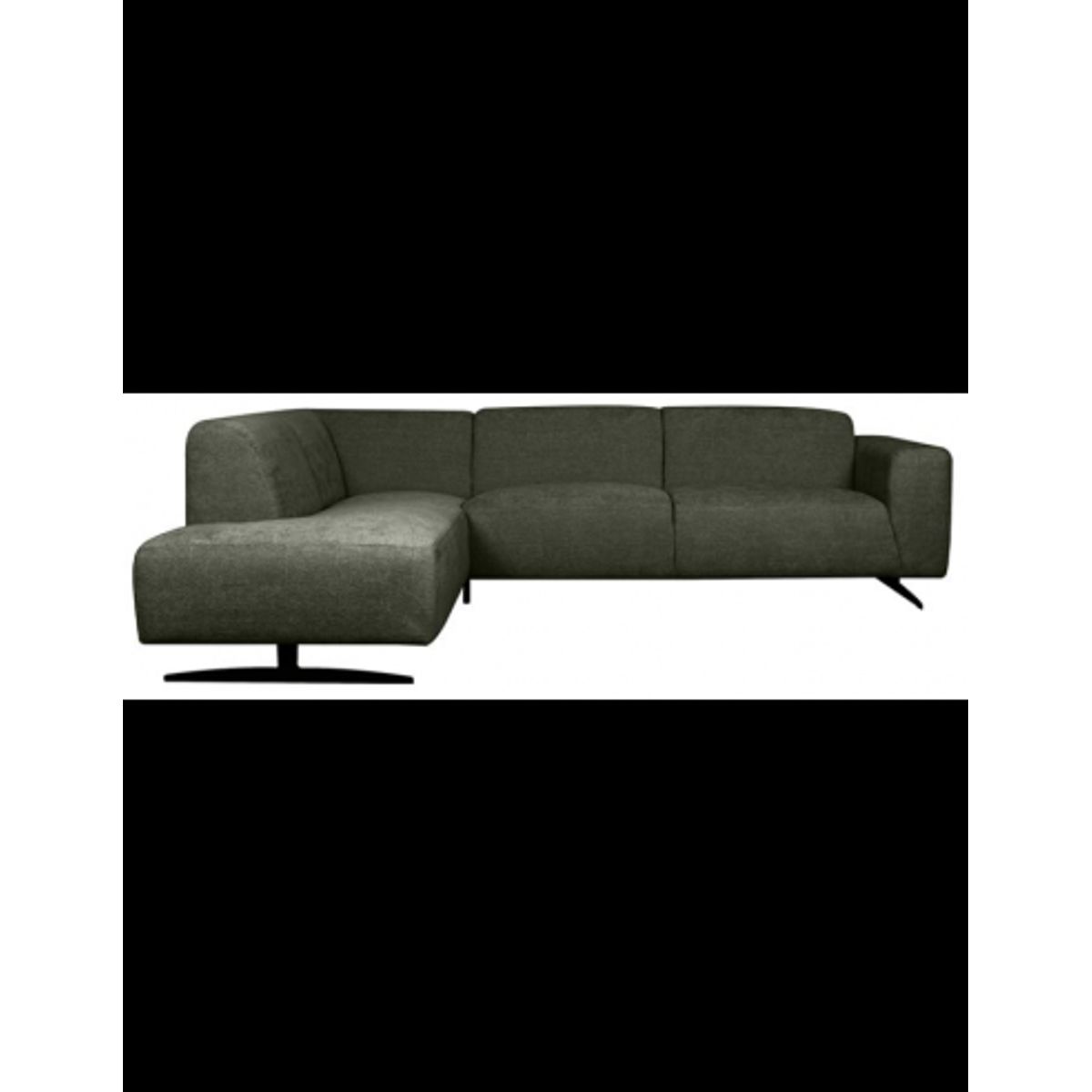 Rodano venstrevendt chaiselongsofa i metal og polyester 278 x 210 cm - Sort/Mørkegrøn