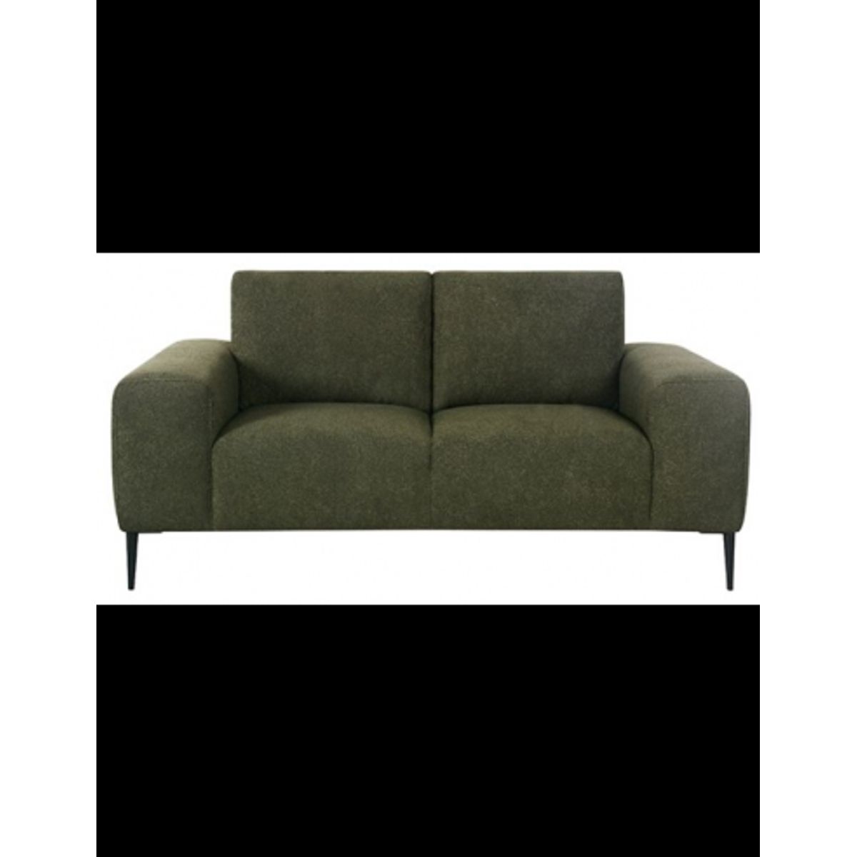 Ferraro 2-personers sofa i metal og bouclé polyester 172 x 88 cm - Sort/Mørkegrøn