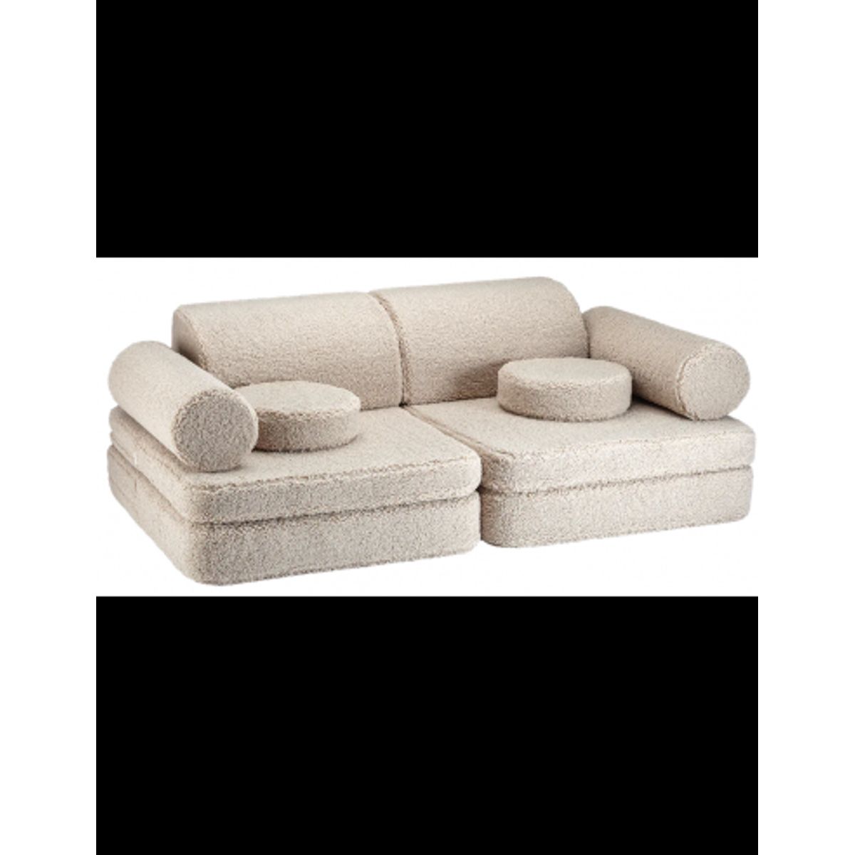 Settee børnesofa i OEKO-TEX teddy polyester 132 x 78 cm - Biscuit