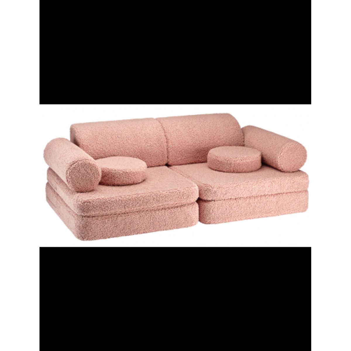 Settee børnesofa i OEKO-TEX teddy polyester 132 x 78 cm - Guava