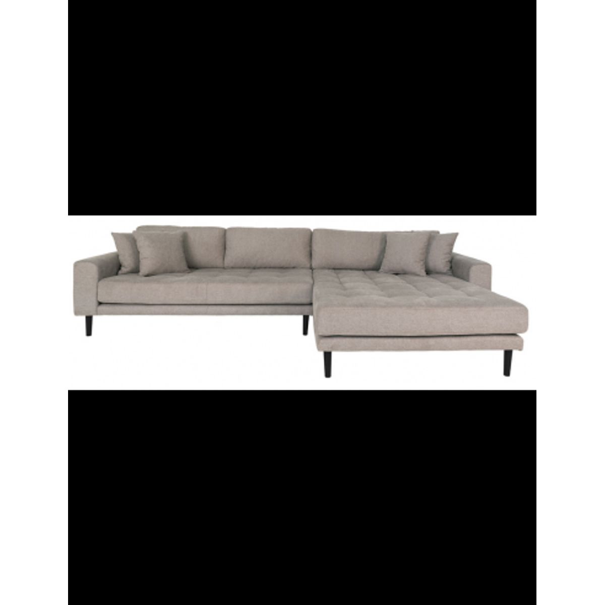 LIDE Højrevendt chaiselongsofa i polyester 290 x 170 cm - Sort/Stengrå