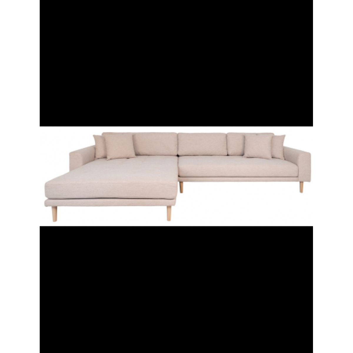 LIDE Venstrevendt chaiselongsofa i polyester 290 x 170 cm - Natur/Sand