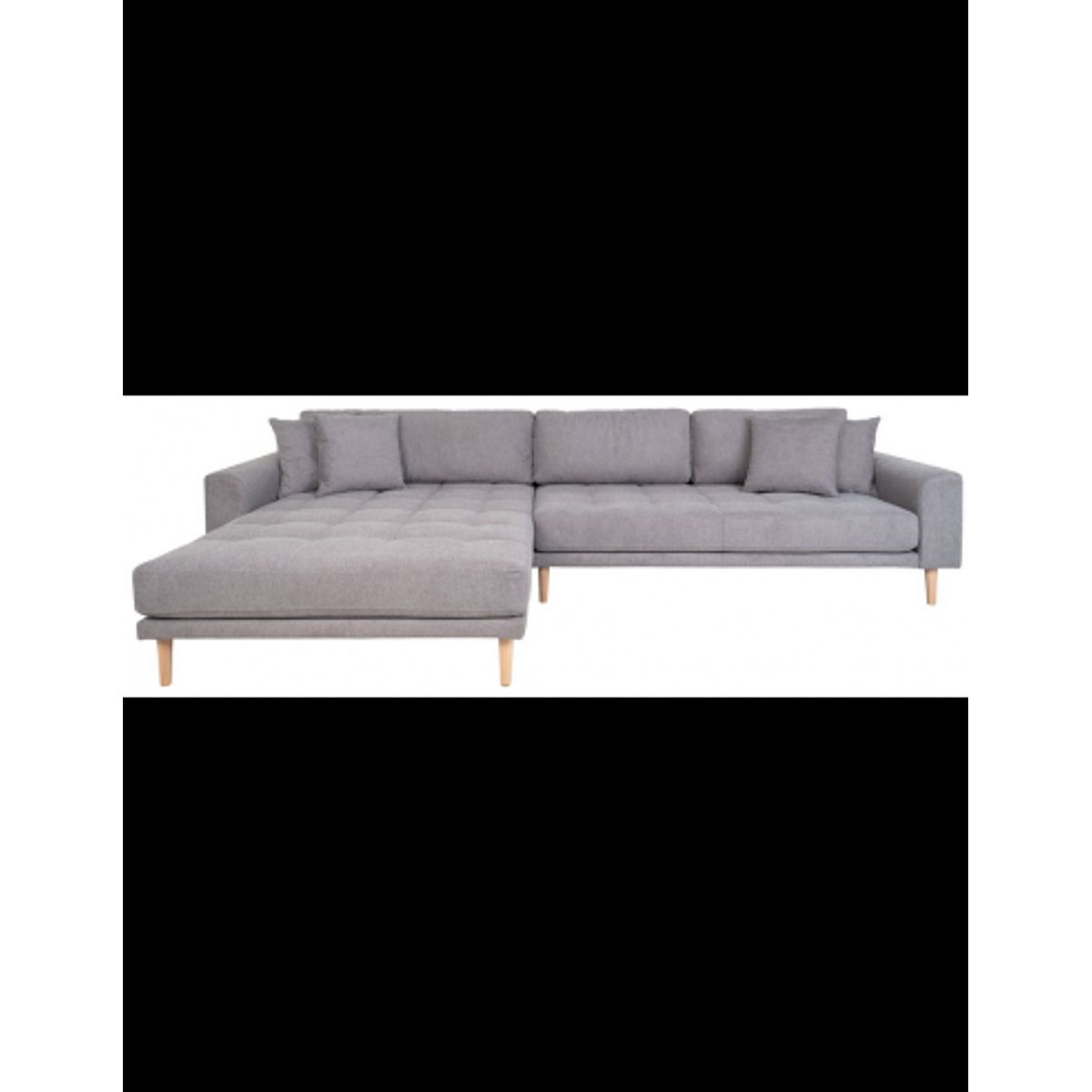 LIDE Venstrevendt chaiselongsofa i polyester 290 x 170 cm - Natur/Lysegrå