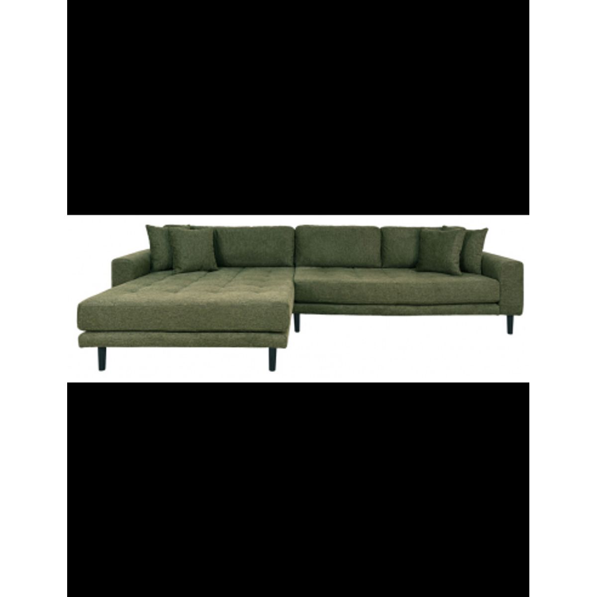 LIDE Venstrevendt chaiselongsofa i polyester 290 x 170 cm - Sort/Olivengrøn